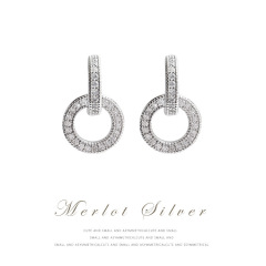 fashion custom wholesale women ladi jewelry gift silver circle zircon 925 earring fashion custom wholesale women ladi jewelry gift silver circle zircon 925 earring