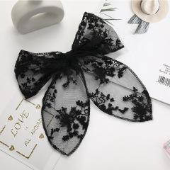 Amazon hot sale custom whosale summer girls lace elastic bow hair ties