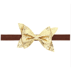 Simple design glitter sequin bow knot hair band for baby kids hair accessories