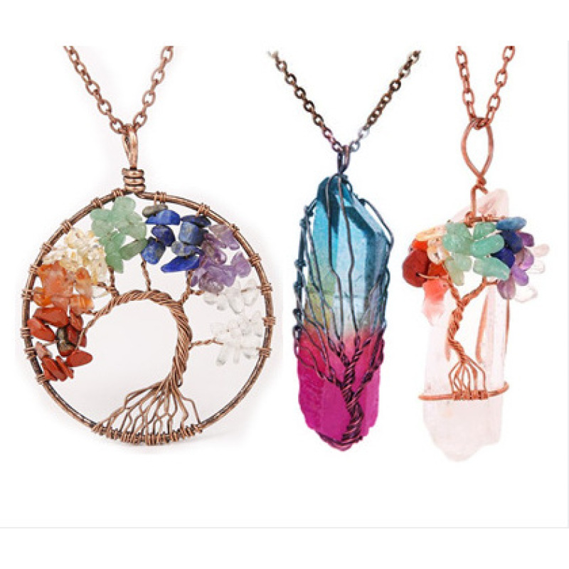 3pcs Amazon ins Handmade Charms Tourmaline Natural crystal Stone tree of life Round Pendant Necklace Jewelry for women 3pcs Amazon ins Handmade Charms Tourmaline Natural crystal Stone tree of life Round Pendant Necklace Jewelry for women