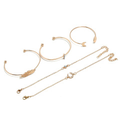2020 new amazon ins wish 4pcs cross moon fashion girls alloy fashion bracelet gift charm set for women