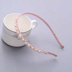 Pink Glitter Headband satin Non slip Hair Band Women pearl Hair Hoop