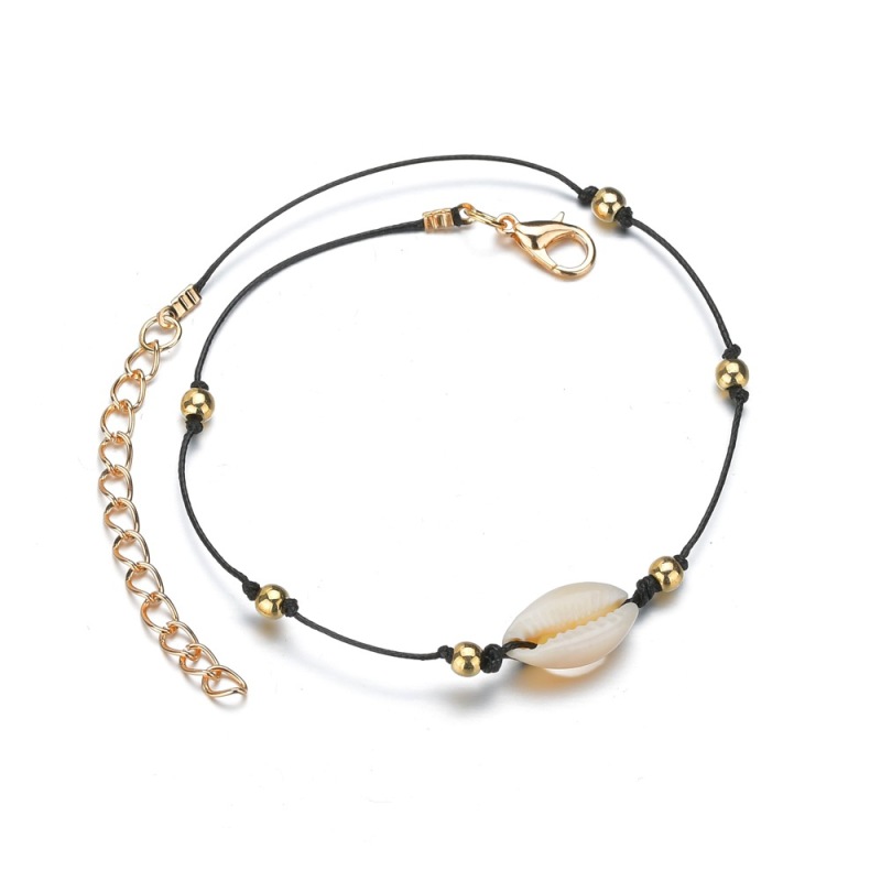 Simple design jewelry ankle bracelet sea shell black rope anklets for ladies Simple design jewelry ankle bracelet sea shell black rope anklets for ladies