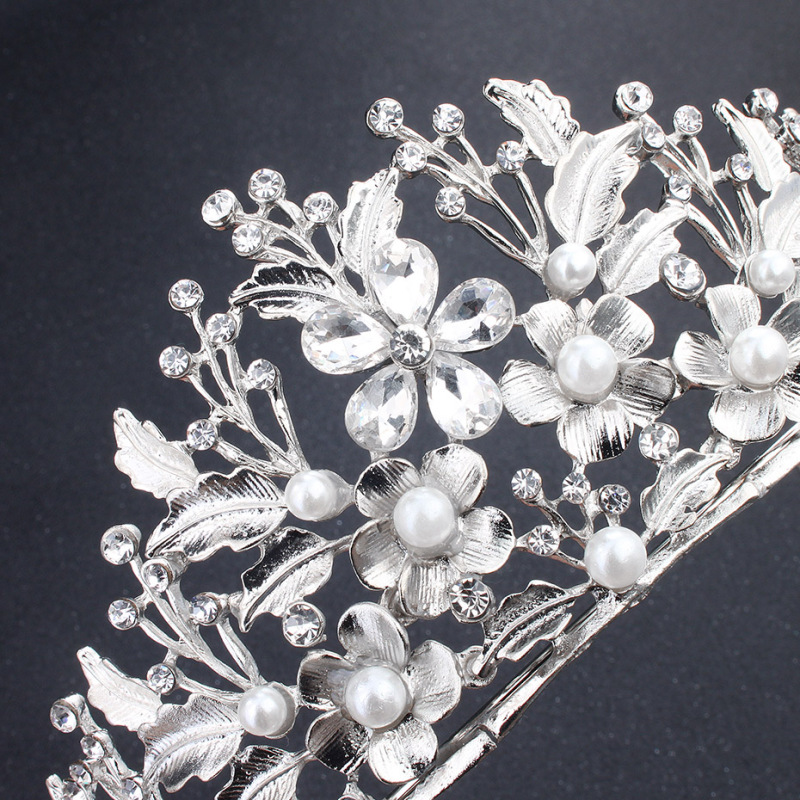 Rhinestone hair accessories round silver hair jewelry birthday girl wedding tiara crowns