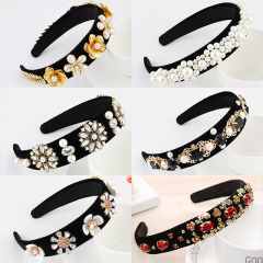 2020 baroque hairband winding Bling Beads Hair Hoop flower glitter rhinestone crystal headband