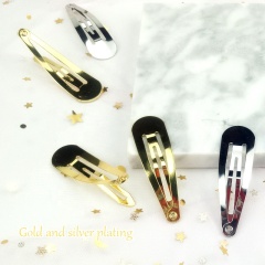 Korean hot sale gold and silver plated metal drop shape clip bangs baby hair pins clip Korean hot sale gold and silver plated metal drop shape clip bangs baby hair pins clip