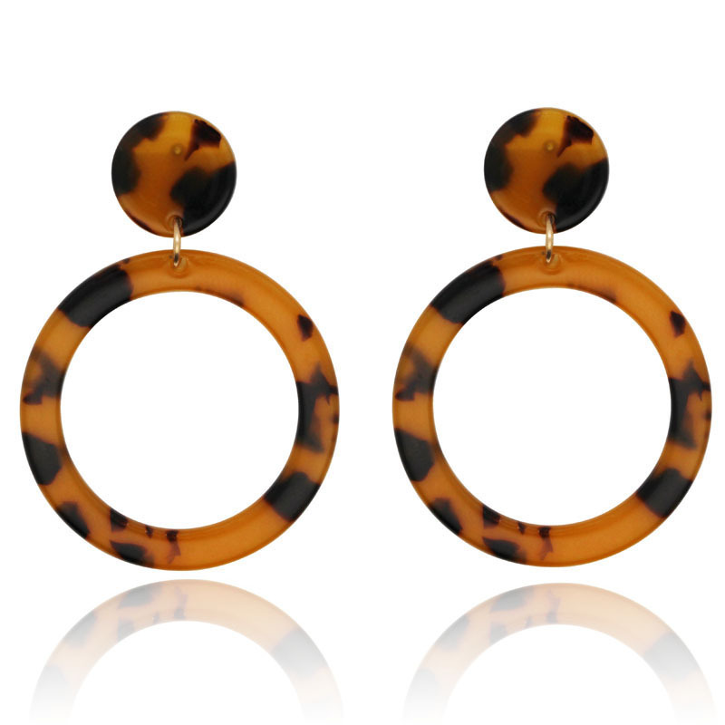 spring fashion Leopard Acetate Geometric Tortoiseshell Round Brown acrylic hoop earrings jewelry