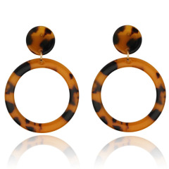 spring fashion Leopard Acetate Geometric Tortoiseshell Round Brown acrylic hoop earrings jewelry