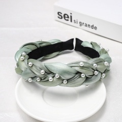 New high end handmade weaving pearl princess wide hair accessories women headband
