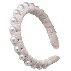 2020 new baroque women pearl hairband gold Hair Accessories Headwear Velvet big pearl headband