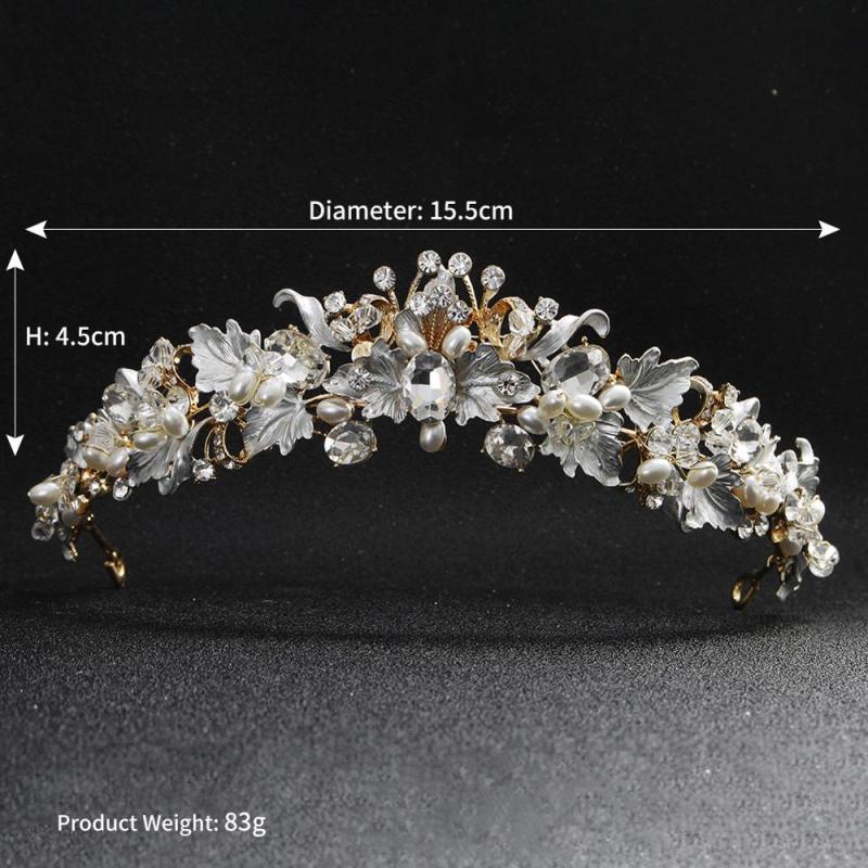 Handmade zircon crystal pearl beauty  flower  pageant  tiara crowns