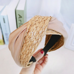 Wholesale tropical hair accessories straw raffia braided headbands