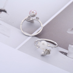 Fashion gift adjustable jewelry 925 silver accessories dancing party silver pearl ring