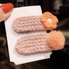 Top quality warm colored knitting ball mini flower acetate hair clip claw korean for little girl