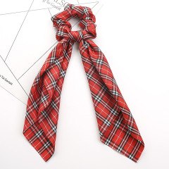 2020 Wholesale Fashion Scottish Plaid Bow Hair Scarf Scrunchies For Girls