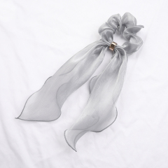 Wholesale custom women elastic long ribbon scrunchies hair ties for girls