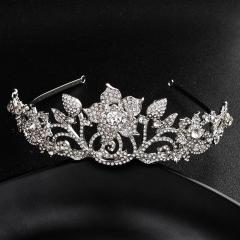 Luxury Alloy Water Lead Handmade  Wedding Bridal Crystal Headpiece Tiara Crowns