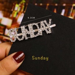 Amazon hot sale Custom week rhinestone bling bling letter words hair pins