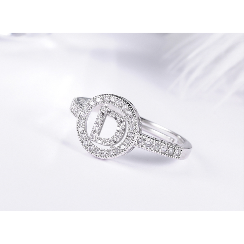 Glowing diamonds with 26 letters opening or girls adjustable slip hollow rings Glowing diamonds with 26 letters opening or girls adjustable slip hollow rings