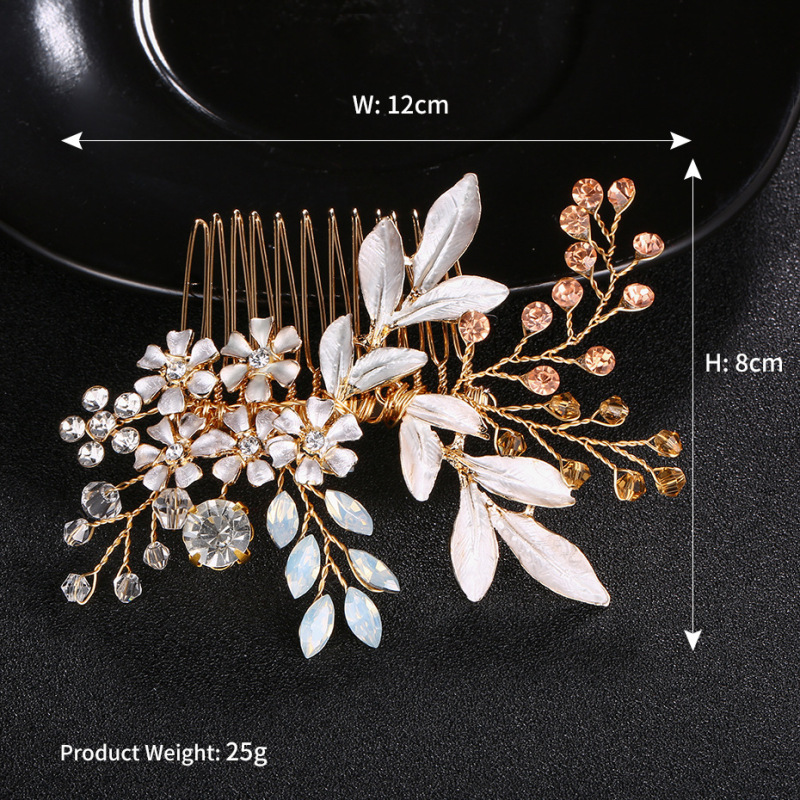 OEM Handmade rhinestone pearl flower hair band wedding bridal hair clip