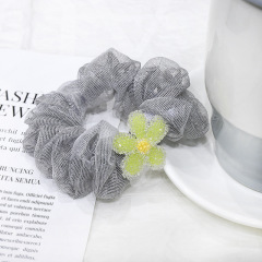 Summer crystal flower yarn elastic hair scrunchies for girls hair accessories