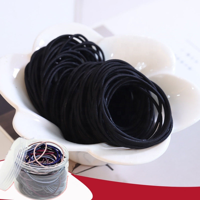 Wholesale ins hot 2mm custom elastic hair tie black elastic hair bands with packing