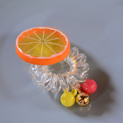 Hot sale amazon cute fruit transparent elastic telephone wire hair tie