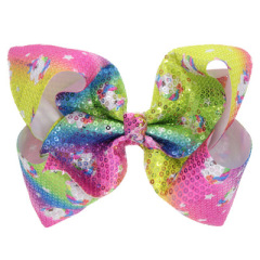 2020 Shining laser sequin unicorn  bows knot hair clips for girls hair accessories