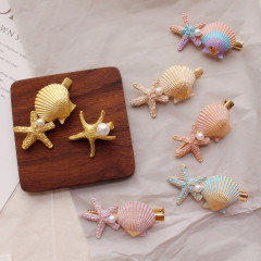 Victoria baroque exaggerated Pin metal pearl hair accessories sea shell hair clip