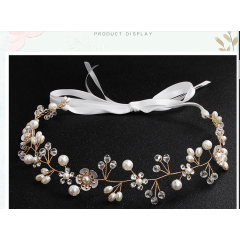 amazon ins fancy custom white flower handmade Crystal wedding Bridal bridal headband pearl