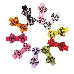 2020 hot sale small cute girls hair accessories fabric leopard bow hair clip