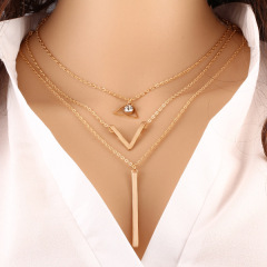 Cheap wish Amazon best seller fashion women gold charm chocker multi three layer necklace