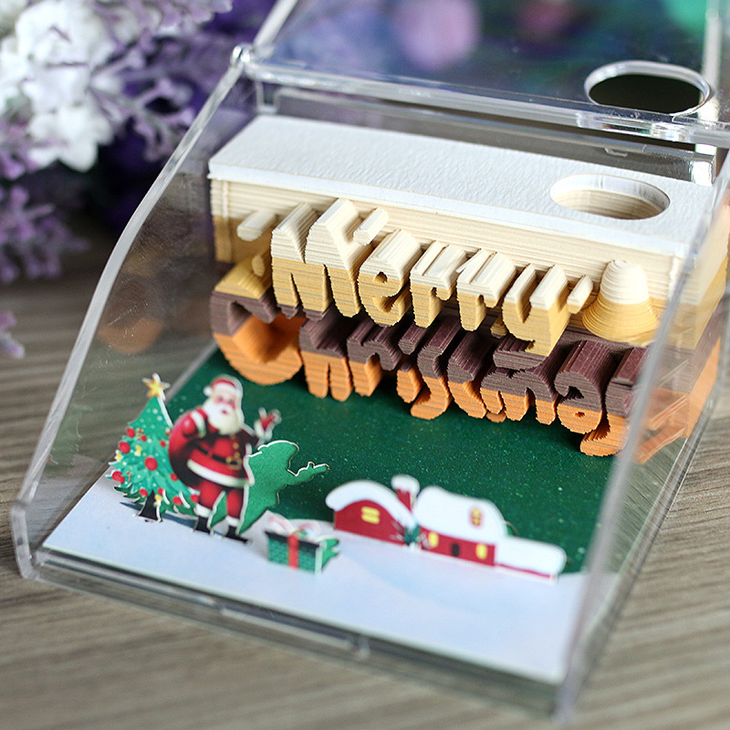 Custom gift cute Novelty design merry christmas Stick writing 3d memo pad sticky notes