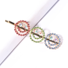Fashion customized wedding bridal smile face colorful crystal hair pins for women