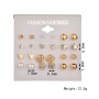 12 pcs alloy zircon earrings with diamond round heart stud earring sets