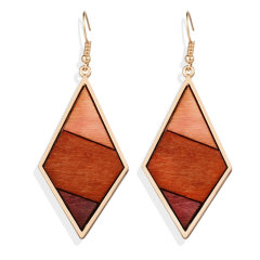 2020 wholesale new geometric diamond color matching wooden earrings for women 2020 wholesale new geometric diamond color matching wooden earrings for women