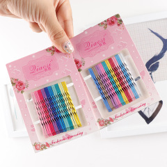 Korean simple women colorful wave pattern steel bobby pins sets for girls