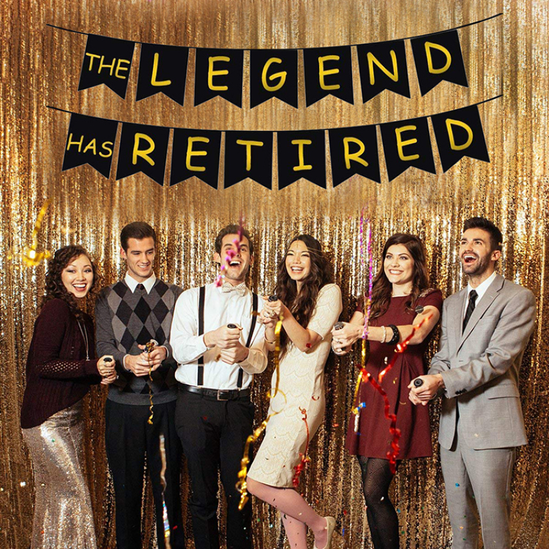 Happy Retirement Banner Latex Balloons Gold Foil Curtain Party Decorations set
