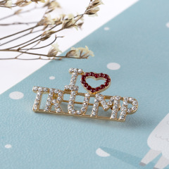 amazon ins cheaper latest 2020 america custom crystal campaign I LOVE TRUMP brooch pins
