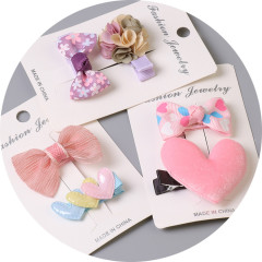 Wholesale beautiful cute Bow lace kids baby girls hair clips sets for child