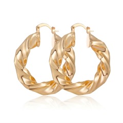 Wholesale fashion elegant circle 18k gold plated women twisted hoop copper earrings