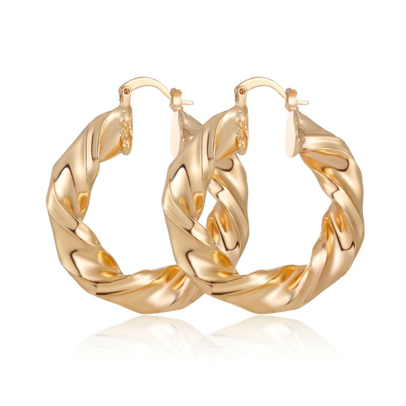Wholesale fashion elegant circle 18k gold plated women twisted hoop copper earrings Wholesale fashion elegant circle 18k gold plated women twisted hoop copper earrings