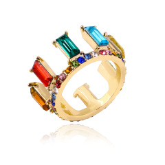 Fashion coloured crystal party gemstone rings jewelry wholesale tiara crown ring