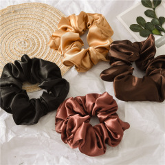 Wholesale Custom Solid Color Women Accessories Fabric Elastic Girls Satin Scrunchies Hair Ties