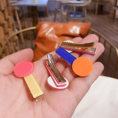 Hot new cute children colorful geometric patterns bb clip lovely kids hair clips