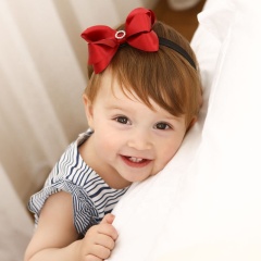 Top sales fabric rose flower rhinestones bows hair bow headband for baby  girls