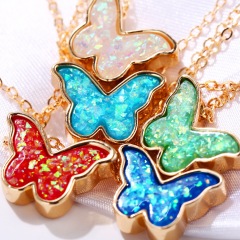 Europe and America wholesale fashion new multicolor jewelry pendant butterfly necklace