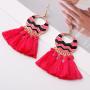 New retro bohemian women exaggerated big alloy creative tassel earrings