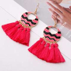 New retro bohemian women exaggerated big alloy creative tassel earrings