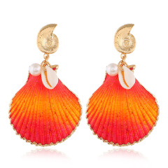 2020 new Ins amazon Fashion women girls drop color gold plated sea shell earrings
